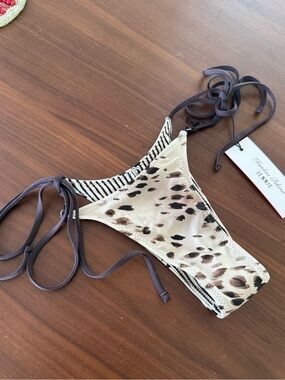 Frankie’s bikinis Jennie Two-Tone Leopard Print Bikini Bottoms